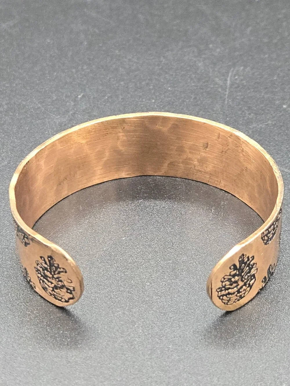 Hammered Etched Copper Cuff Bracelet